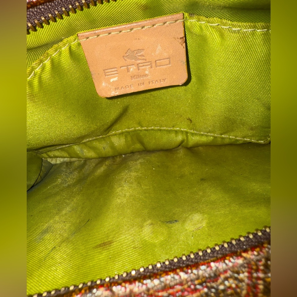 Etro Multicolor Paisley Print Coated Canvas and Leather Shoulder Bag Vintage - Picture 4 of 4